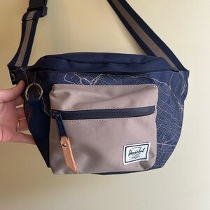 Herschel Supply Company Navy and Tan Crossbody Bag